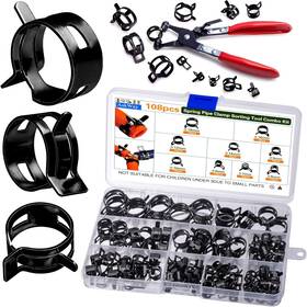 Thgj00108 Askway 108pcs Spring Pipe Clamps With Clamp Tools 9 Sizes 6-18mm Black
