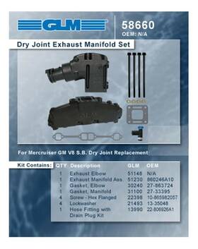 58660 Glm Dry Joint Conversion Kit For 305 And 350. 4 Inch Riser. Converts To Wet