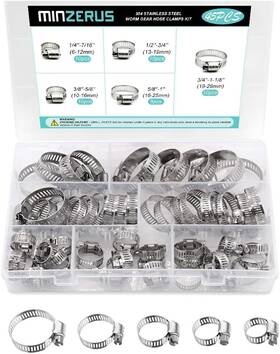 Minzerus 745431409328 Stainless Steel Hose Clamp Assortment 45 Pack Pcs Kit Silver