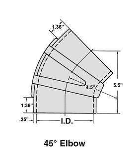Shield 16-245-5000-1 Rubber Exhaust Elbows 5 Inch 45