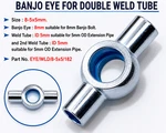 8MM Banjo Union/eye Double Weld Tube 5X5MM Hydraulic & Fuel Hose Connector. Fixed Price $8.05.