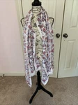 Ann Taylor Loft Floral Print Raw Hem Scarf Shawl Beige Red Purple 26X74 Nwt. Fixed Price $22.85.