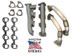 High Flow Exhaust Manifolds & Up Pipes For 01-04 Chevy Gmc 6.6L Duramax Diesel. Fixed Price $589.99.