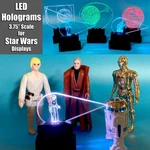 Led Holograms For Star Wars Themed Displays - 3.75" Scale Fits Vintage To Modern. Fixed Price $12.00.