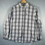 Cowboy Hardware Shirt Mens Large Blue White Plaid Western Button Up Rodeo. Fixed Price $9.00.