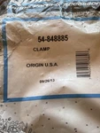 Mercruiser Exhaust Header Tail Pipe Clamp # 54-848885 (R1113). Fixed Price $220.00.