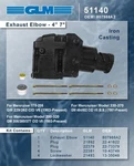 Glm 51140 Mercruiser 262 305 350 454 502 4" Riser Elbow. Fixed Price $178.00.