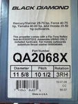Quicksilver Black Diamond Propeller 11 5/8 10 1/2 3 Rh #QA2068X. Fixed Price $60.00.