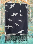 Ann Taylor Loft Scarf / Wrap Shawl Navy Blue White Birds Reversible Peace Soft. Fixed Price $20.00.